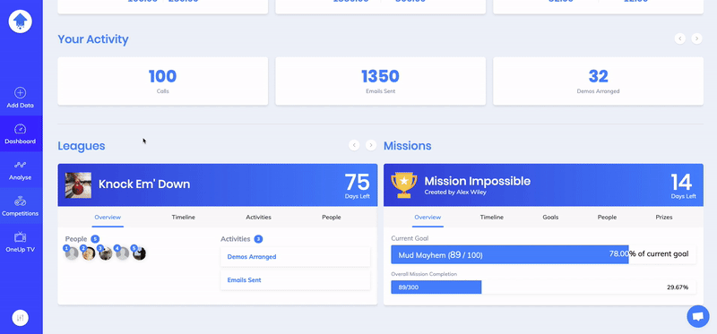 New dashboard missions and leagues